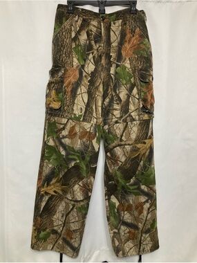 VTG Liberty Realtree Hardwoods Zip-Off Convertible Camo Cargo Pants Med 32x32